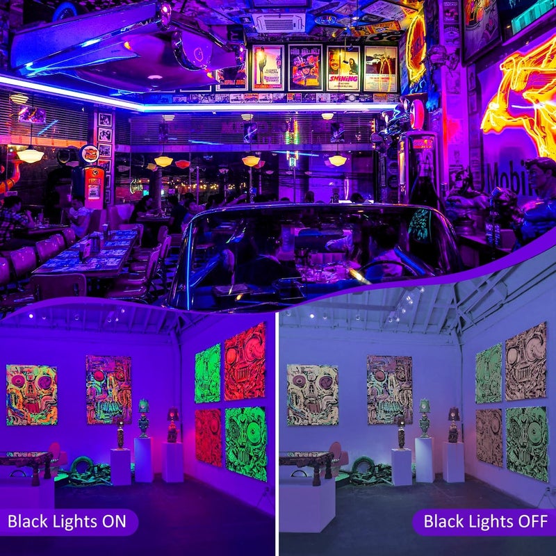 T-SUN 2 Pack 60W Black Lights Outdoor, Blacklight Flood Light with US Plug and Switch, IP66 Waterproof Black Lights for Glow Party, Glow in The Dark, Body Paint Fluorescent Poster Halloween - Image 5